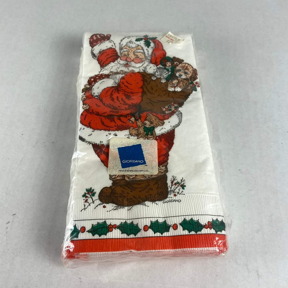 Vintage Contempo Giordano Santa Claus Guest Towels 16 Count Holiday Napkins